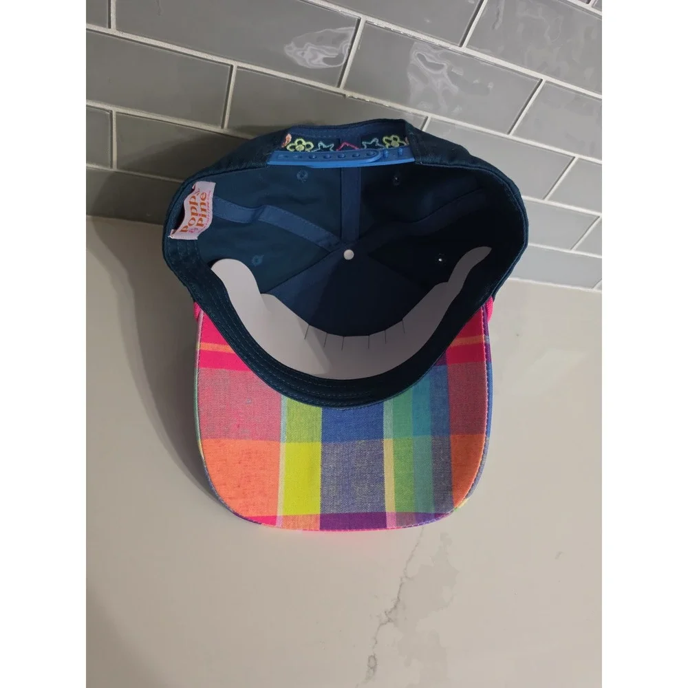 Poppy & Pine Hat Women OS Navy Blue NEW Part Time Adult Snapback Plaid Bill